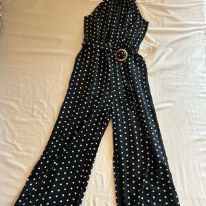 Elegant Black and White Polka Dot Jumpsuit
